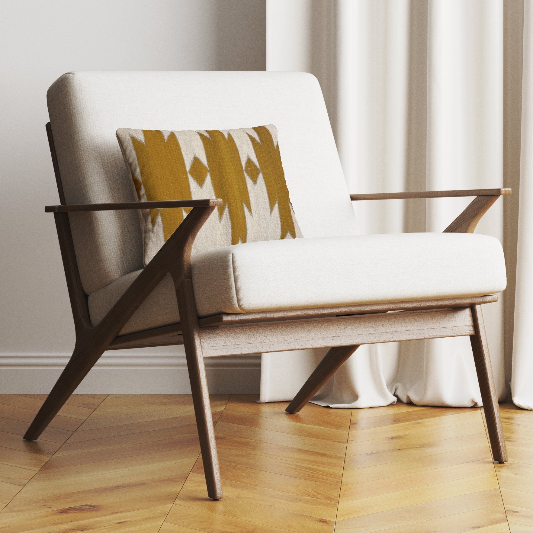 Mustard Gold Aztec Wool Throw Pillow - BlueNATIVEneed verificationHUNTEDFOX - Mustard Gold Aztec Wool Throw Pillow - HUNTEDFOX