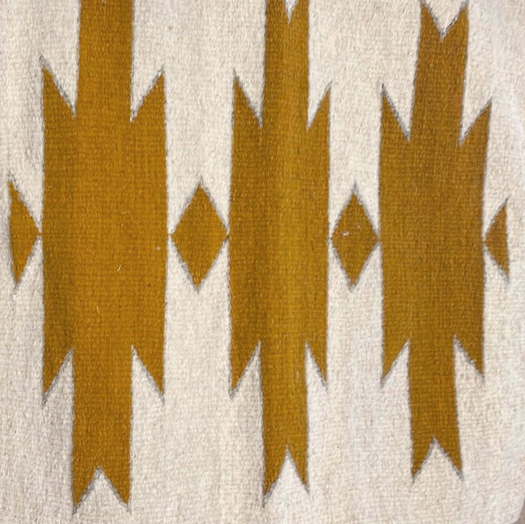Mustard Gold Aztec Wool Throw Pillow - BlueNATIVEneed verificationHUNTEDFOX - Colorful Artisinal Wool Throw Pillow - HUNTEDFOX