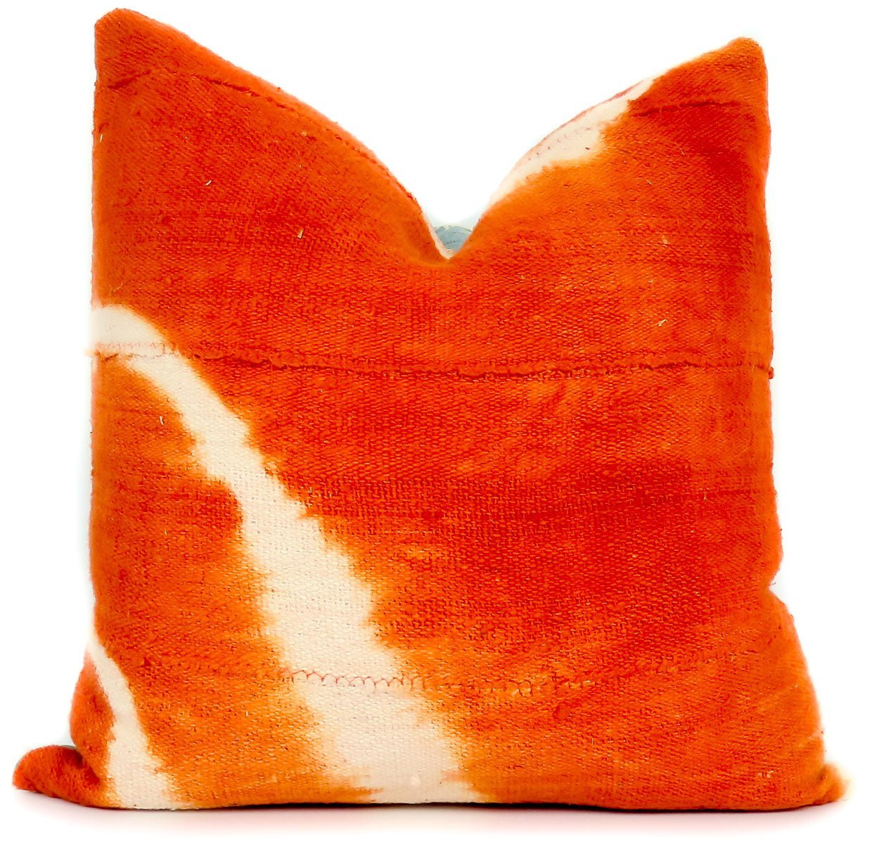 Orange African Mudcloth Accent Pillow | Off White Back - AFRICANkidsneed verificationHUNTEDFOX - Orange African Mudcloth Accent Pillow | Off White Back - HUNTEDFOX