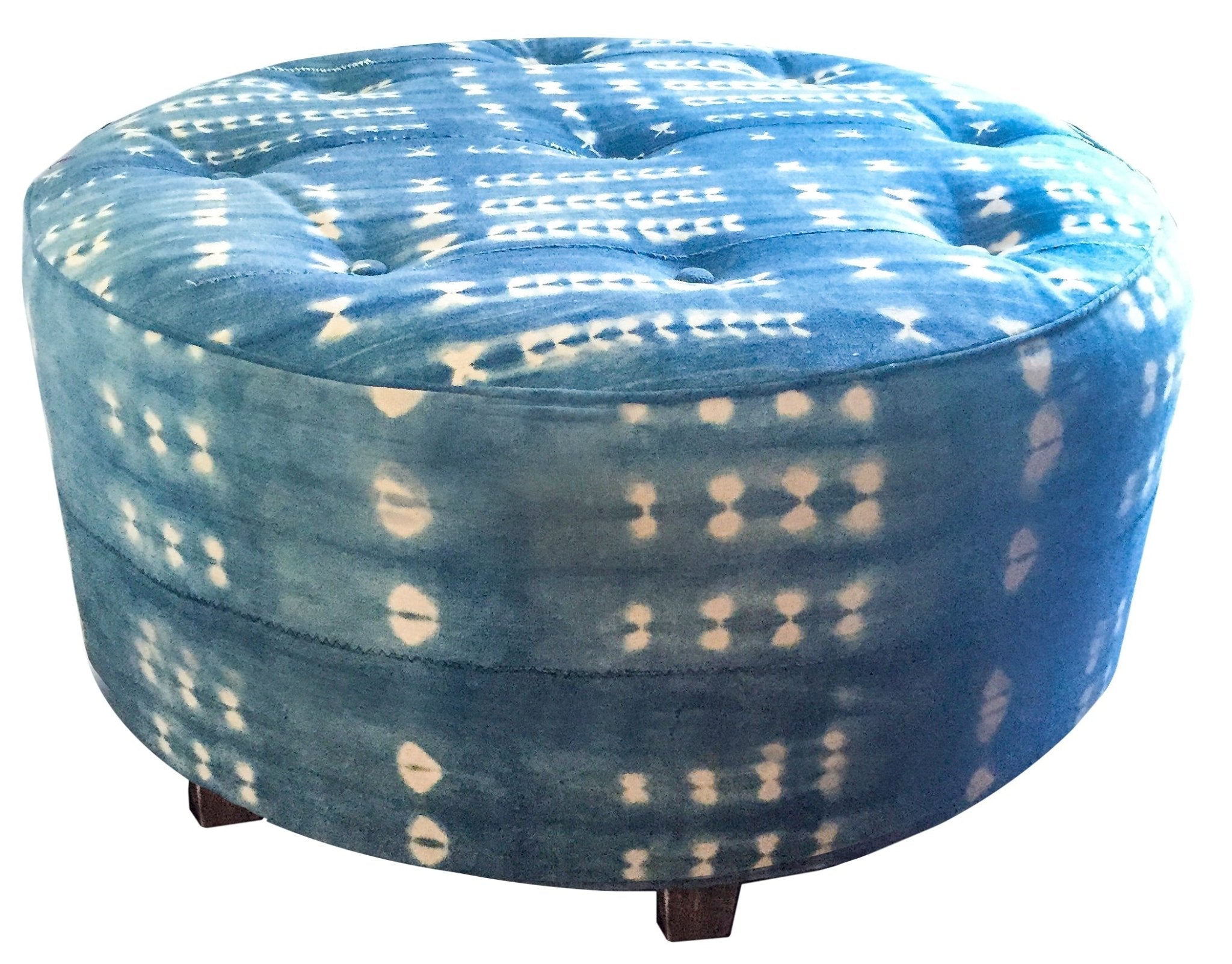 Ottoman | COM Custom Round Ottoman Foot Stool or Pouf - H|F AtelierindigoLEATHERHUNTEDFOX - Ottoman | COM Custom Round Ottoman Foot Stool or Pouf