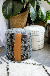 Ottoman | COM Custom Round Ottoman Foot Stool or Pouf - H|F AtelierindigoLEATHERHUNTEDFOX - Ottoman | COM Custom Round Ottoman Foot Stool or Pouf