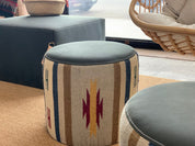 Ottoman | COM Custom Round Ottoman Foot Stool or Pouf - H|F AtelierindigoLEATHERHUNTEDFOX - Ottoman | COM Custom Round Ottoman Foot Stool or Pouf
