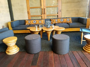 Ottoman | COM Custom Round Ottoman Foot Stool or Pouf - H|F AtelierindigoLEATHERHUNTEDFOX - Ottoman | COM Custom Round Ottoman Foot Stool or Pouf