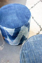 Ottoman | COM Custom Round Ottoman Foot Stool or Pouf - H|F AtelierindigoLEATHERHUNTEDFOX - Ottoman | COM Custom Round Ottoman Foot Stool or Pouf