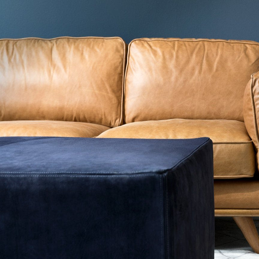 Square Custom Leather Suede Coffee Table