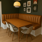 Overstuffed leather banquette – custom retro dining nook seating - H|F AtelierShopify CollectiveHUNTEDFOX - Overstuffed leather banquette – custom retro dining nook seating