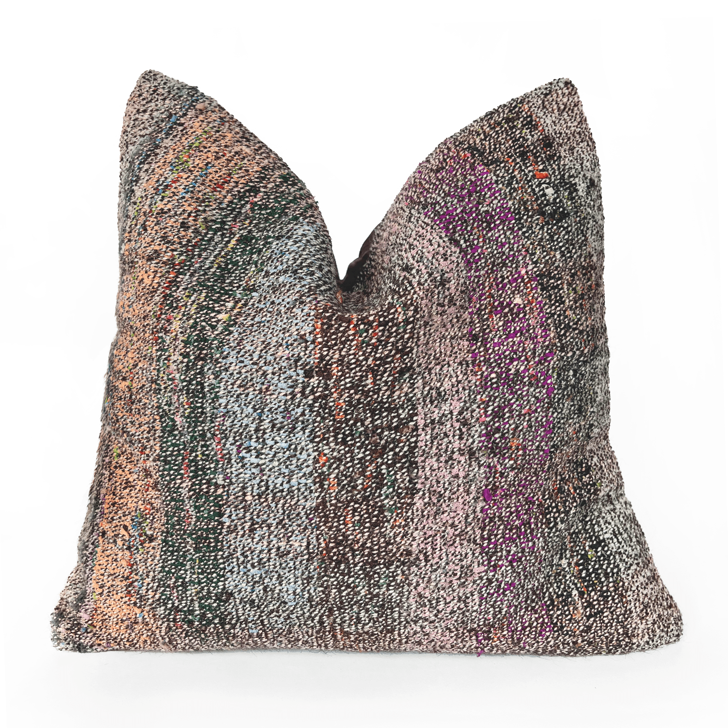 Purple Salt And Pepper Rainbow Accent Pillow - BlackGreykilimHUNTEDFOX - throw pillow with purple and soft orange rainbow speckles