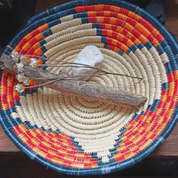 Red Orange & Green Decorative Basket from Senegal - basketGreenHOME DECORHUNTEDFOX - Red Orange & Green Decorative Basket from Senegal