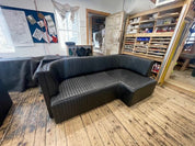 Ribbed Black Leather Banquette - H|F AtelierShopify CollectiveHUNTEDFOX - Ribbed Black Leather Banquette