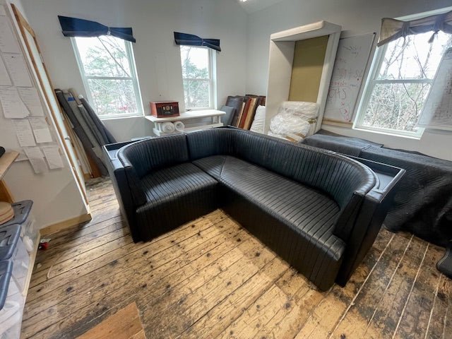 Ribbed Black Leather Banquette - H|F AtelierShopify CollectiveHUNTEDFOX - Ribbed Black Leather Banquette