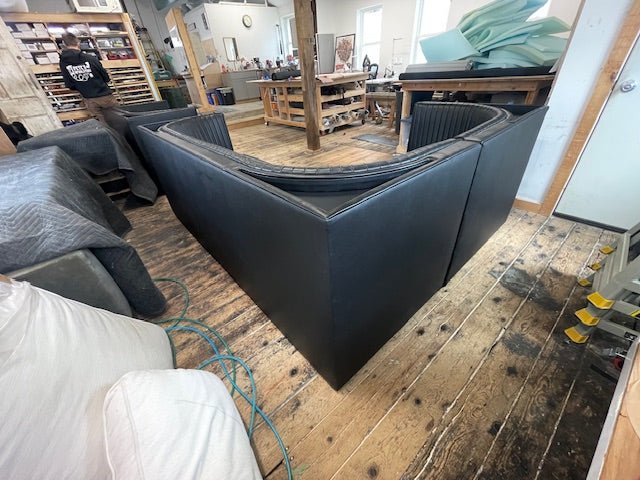 Ribbed Black Leather Sofa or Banquette - H|F AtelierShopify CollectiveHUNTEDFOX - Ribbed Black Leather Sofa or Banquette