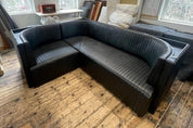 Ribbed Black Leather Sofa or Banquette - H|F AtelierShopify CollectiveHUNTEDFOX - Ribbed Black Leather Sofa or Banquette