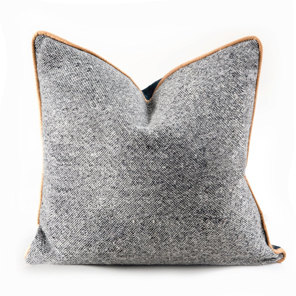 Salt & Pepper Wool & Leather Accent Pillow - BACHELORCHIC CHALETclassicHUNTEDFOX - Grey Salt & Pepper Wool & Leather Accent Pillow - HUNTEDFOX