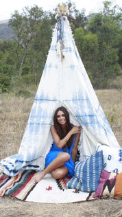 Shibori Denim Teepee - BlueHOME DECORkidsHUNTEDFOX - Shibori Denim Teepee - HUNTEDFOX