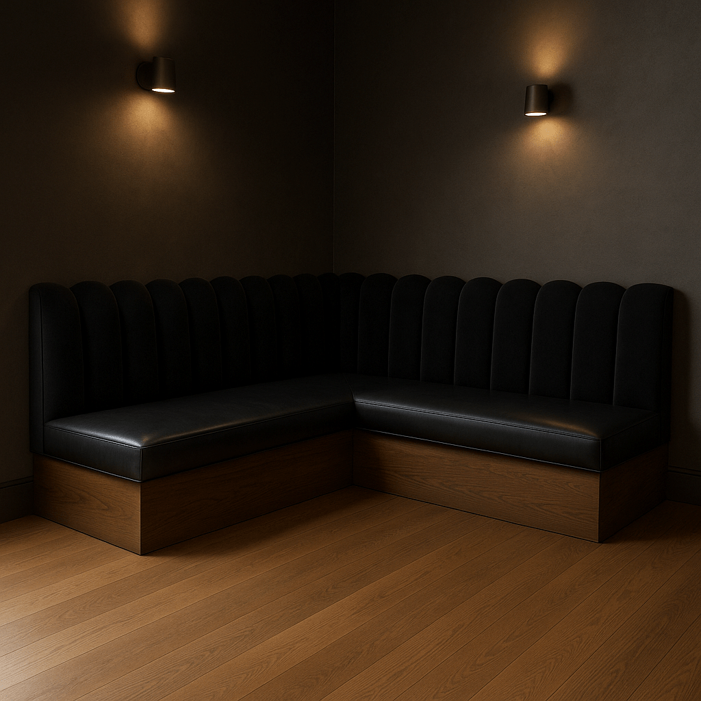 SK | CUSTOM Banquette Seating With Velvet Fluted Backrest - HUNTEDFOX - SK | CUSTOM Banquette Seating With Velvet Fluted Backrest