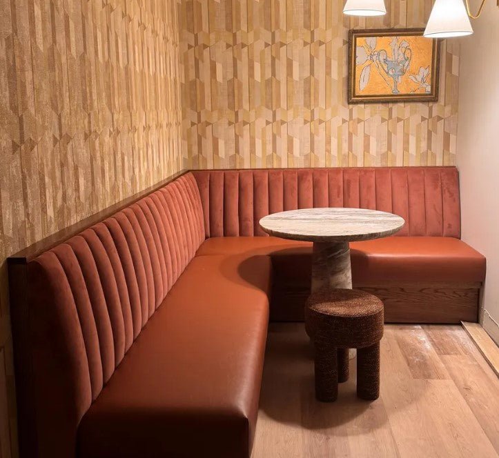 SK | CUSTOM Banquette Seating With Velvet Fluted Backrest - HUNTEDFOX - SK | CUSTOM Banquette Seating With Velvet Fluted Backrest