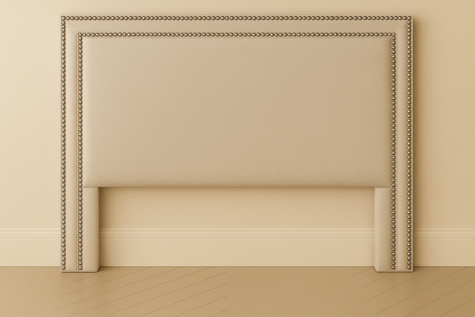 Tan Hotel Headboard with Double Nailhead Trim - bedroomBrownheadboardHUNTEDFOX - Tan Hotel Headboard with Double Nailhead Trim