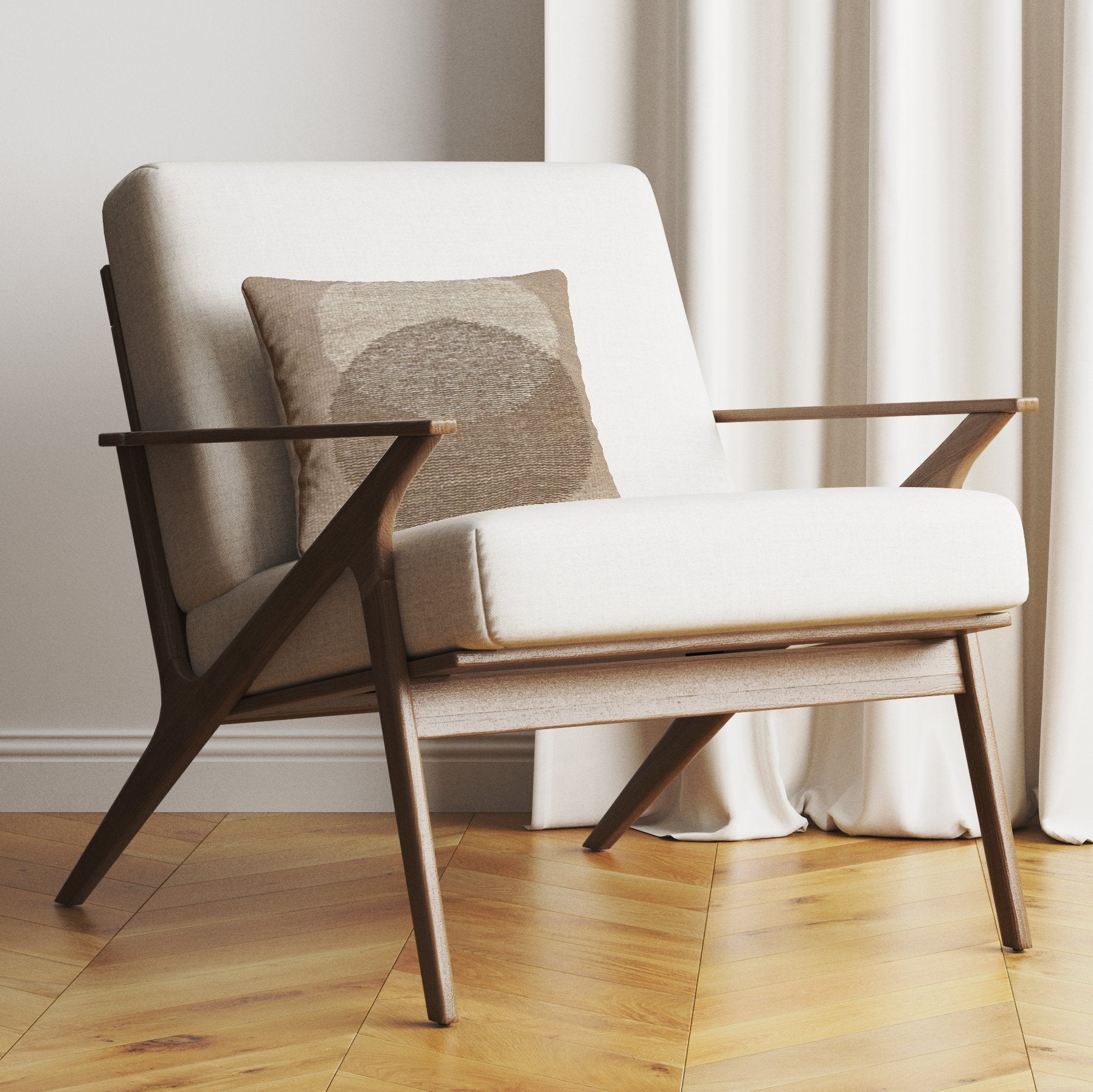 Tan Modern Neutral Circled Color Block Cushion - HUNTEDFOX