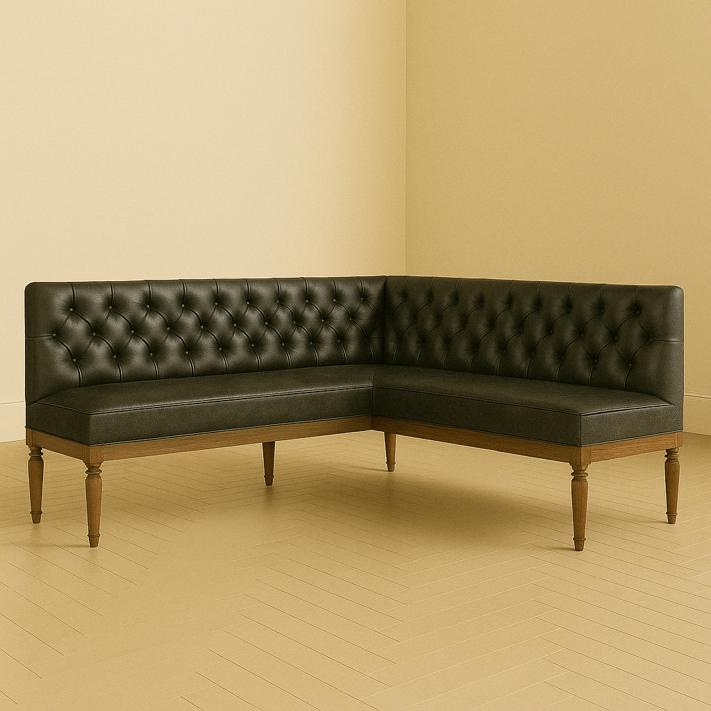 Tufted Leather Banquette – Corner Bench for Kitchen or Restaurant - H|F AtelierShopify CollectiveHUNTEDFOX - Tufted Leather Banquette – Corner Bench for Kitchen or Restaurant