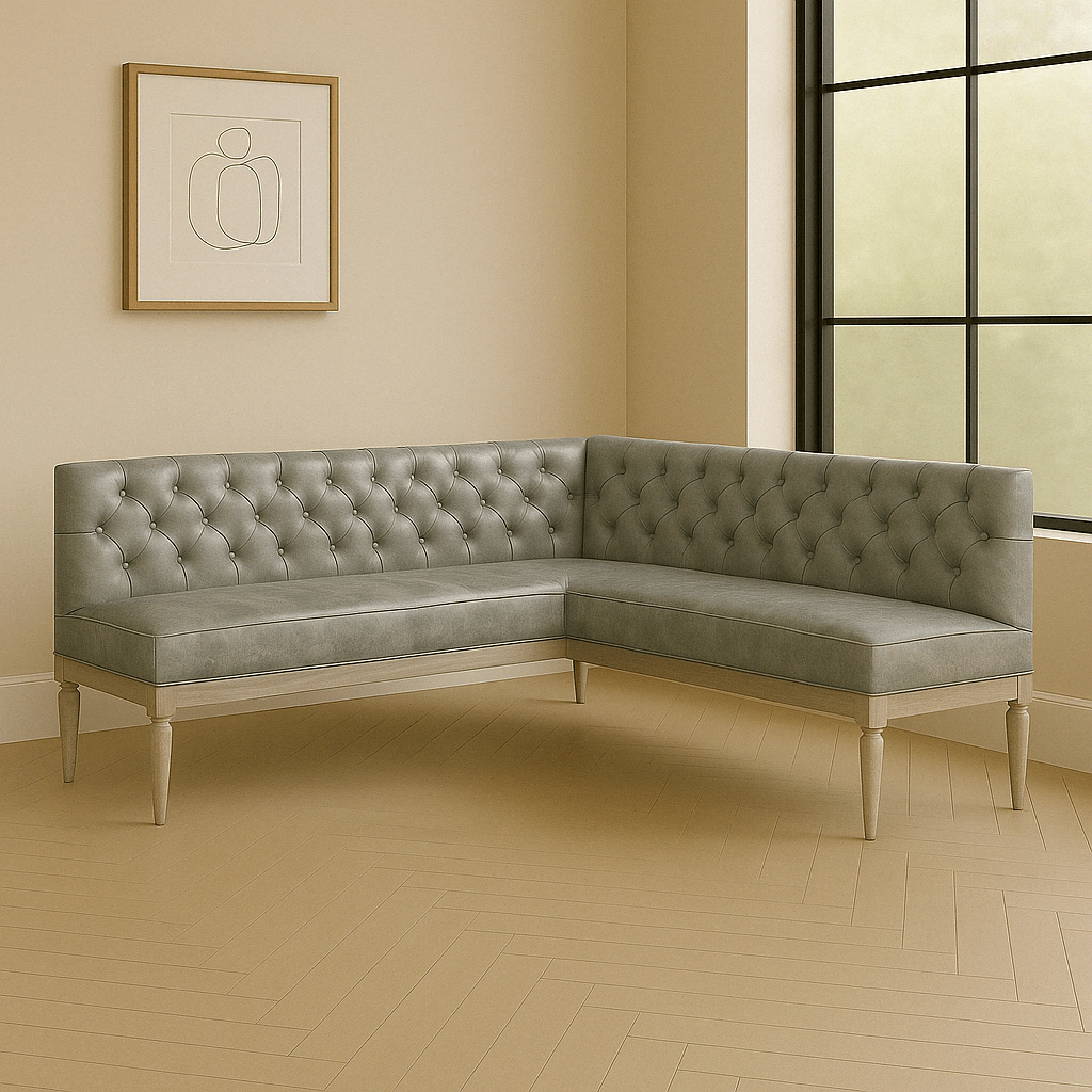 Tufted Leather Banquette – Corner Bench for Kitchen or Restaurant - H|F AtelierShopify CollectiveHUNTEDFOX - Tufted Leather Banquette – Corner Bench for Kitchen or Restaurant