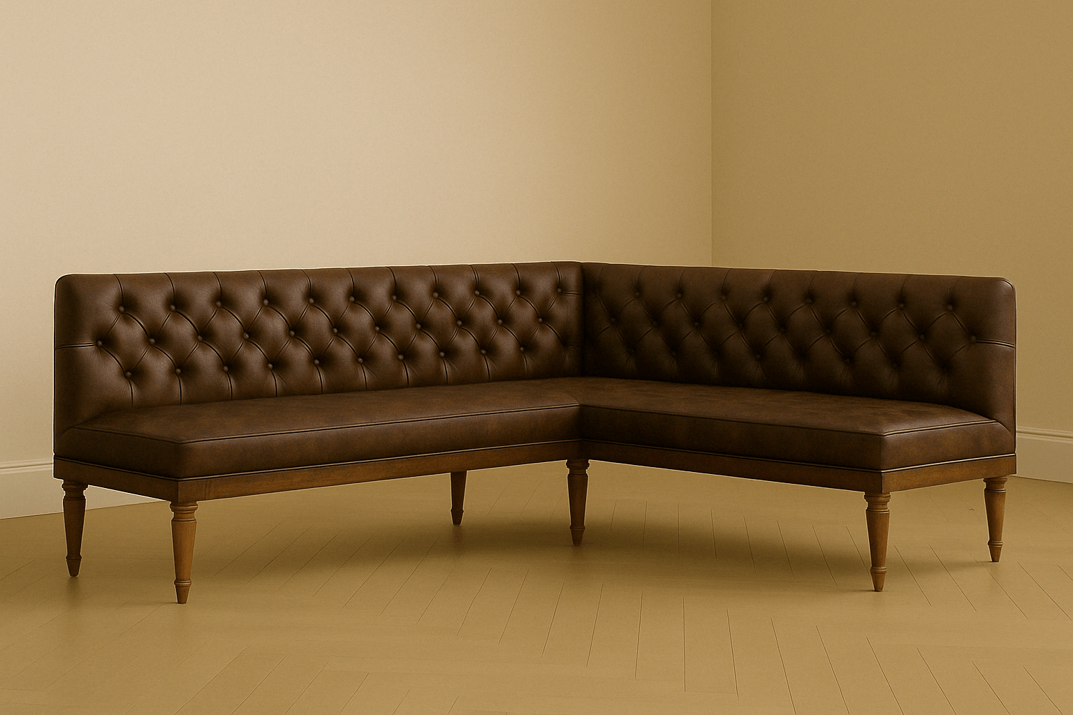 Tufted Leather Banquette – Corner Bench for Kitchen or Restaurant - H|F AtelierShopify CollectiveHUNTEDFOX - Tufted Leather Banquette – Corner Bench for Kitchen or Restaurant