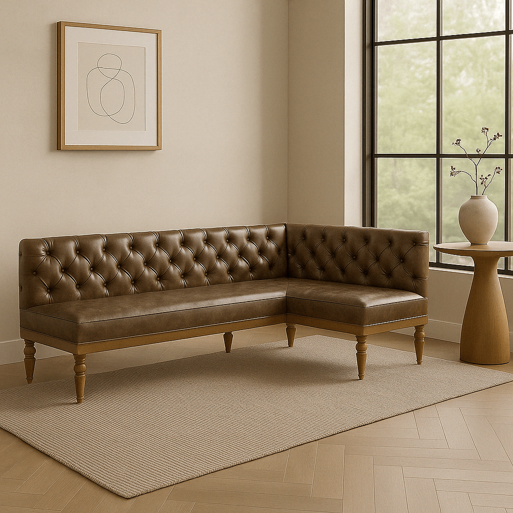 Tufted Leather Banquette – Corner Bench for Kitchen or Restaurant - H|F AtelierShopify CollectiveHUNTEDFOX - Tufted Leather Banquette – Corner Bench for Kitchen or Restaurant