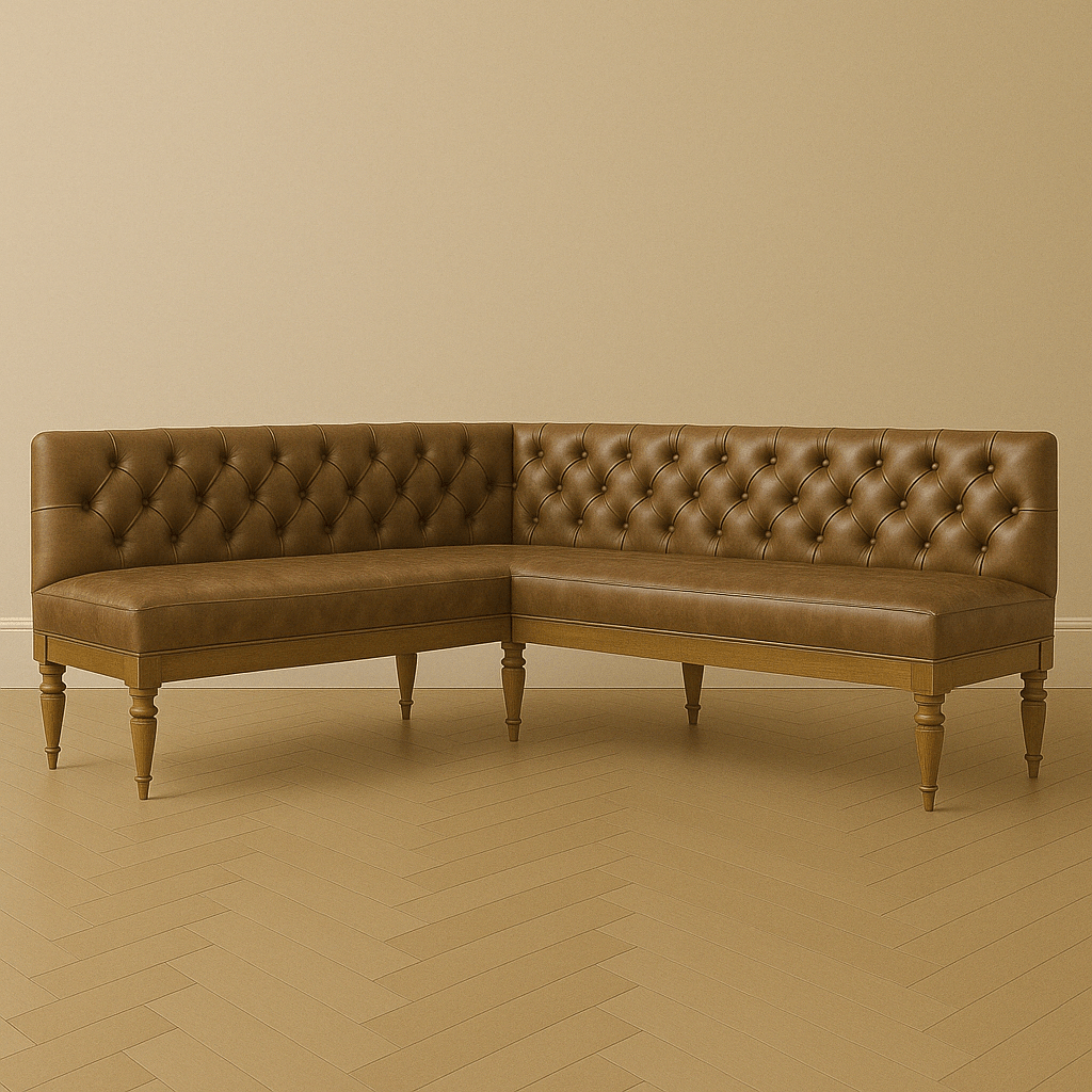 Tufted Leather Banquette – Corner Bench for Kitchen or Restaurant - H|F AtelierShopify CollectiveHUNTEDFOX - Tufted Leather Banquette – Corner Bench for Kitchen or Restaurant
