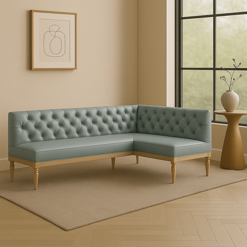 Tufted Leather Banquette – Corner Bench for Kitchen or Restaurant - H|F AtelierShopify CollectiveHUNTEDFOX - Tufted Leather Banquette – Corner Bench for Kitchen or Restaurant