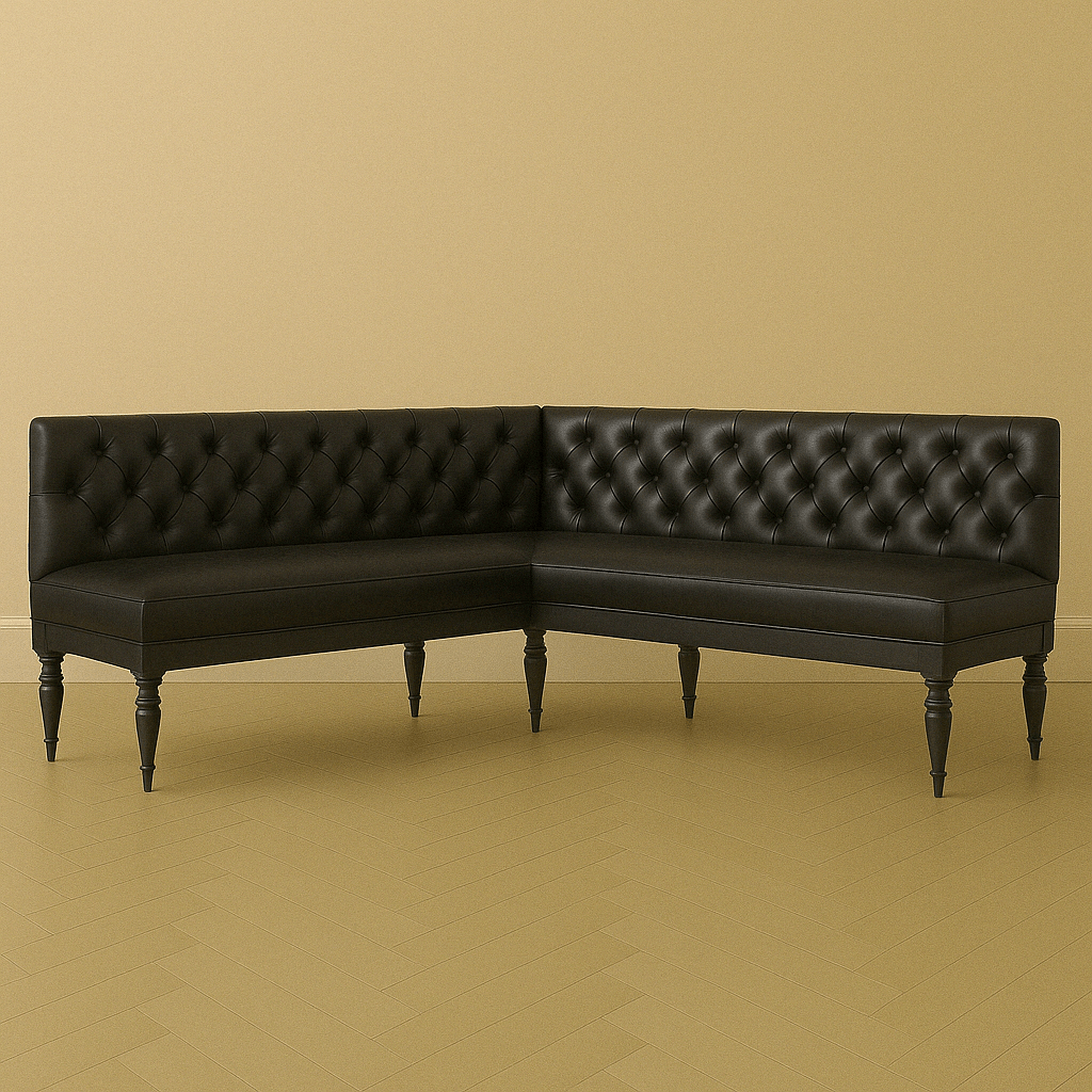 Tufted Leather Banquette – Corner Bench for Kitchen or Restaurant - H|F AtelierShopify CollectiveHUNTEDFOX - Tufted Leather Banquette – Corner Bench for Kitchen or Restaurant