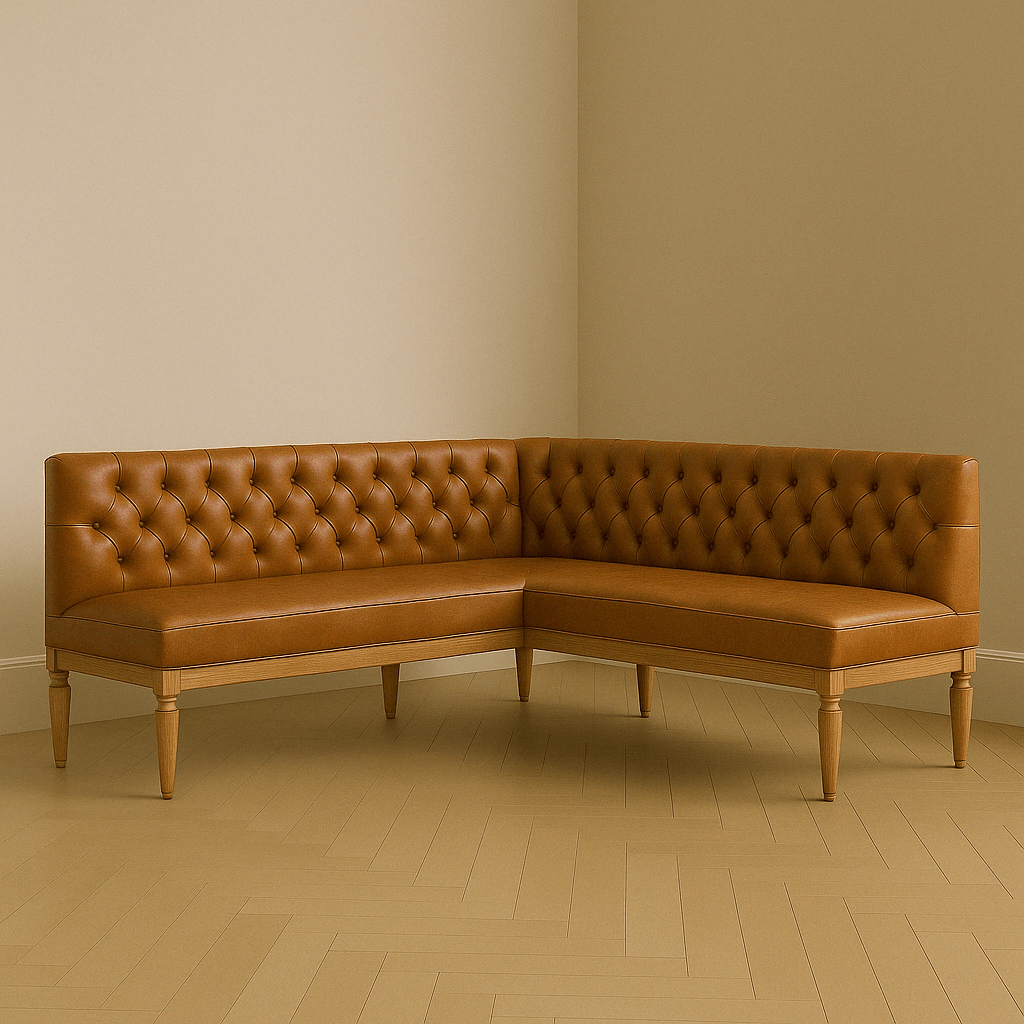 Tufted Leather Banquette – Corner Bench for Kitchen or Restaurant - H|F AtelierShopify CollectiveHUNTEDFOX - Tufted Leather Banquette – Corner Bench for Kitchen or Restaurant