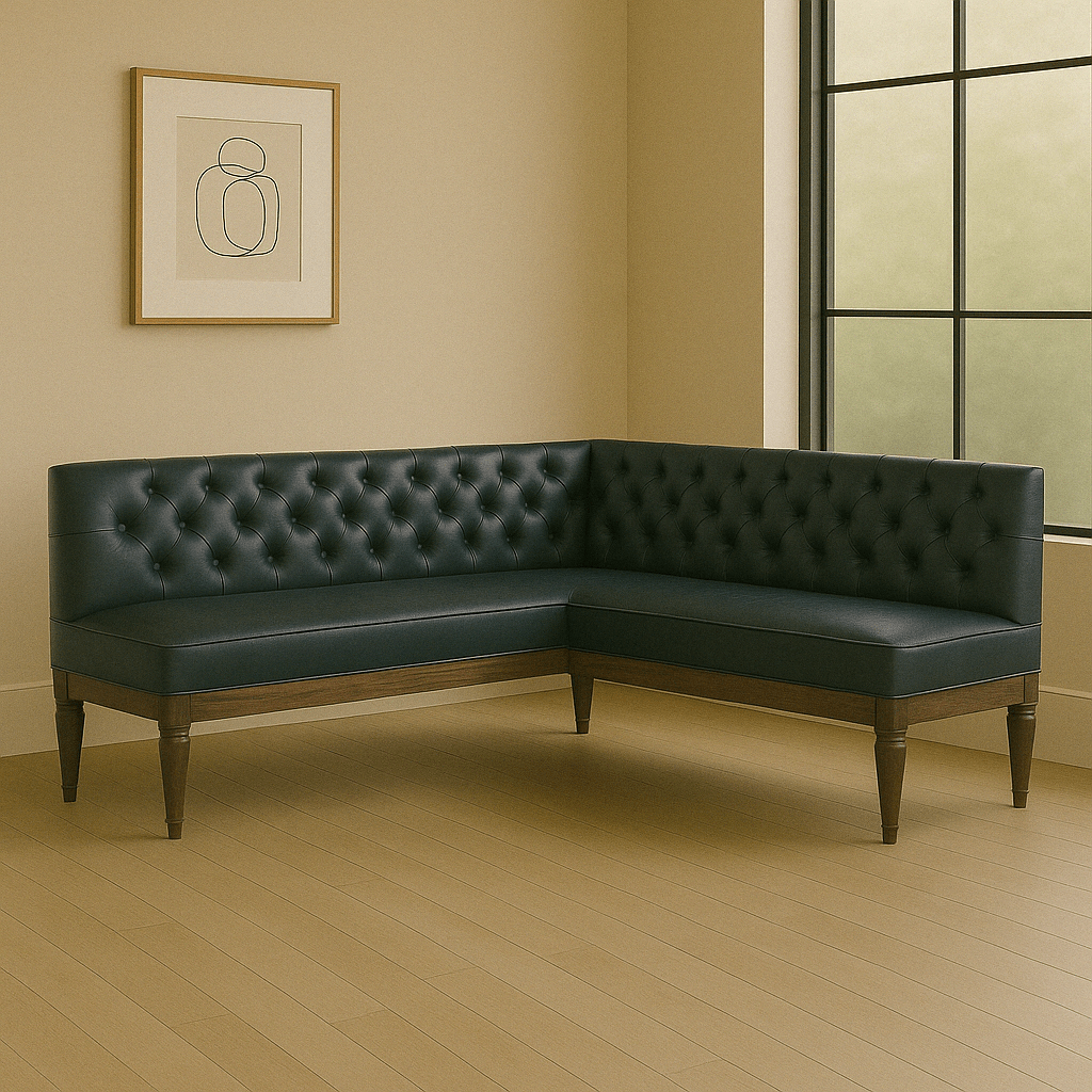 Tufted Leather Banquette – Corner Bench for Kitchen or Restaurant - H|F AtelierShopify CollectiveHUNTEDFOX - Tufted Leather Banquette – Corner Bench for Kitchen or Restaurant