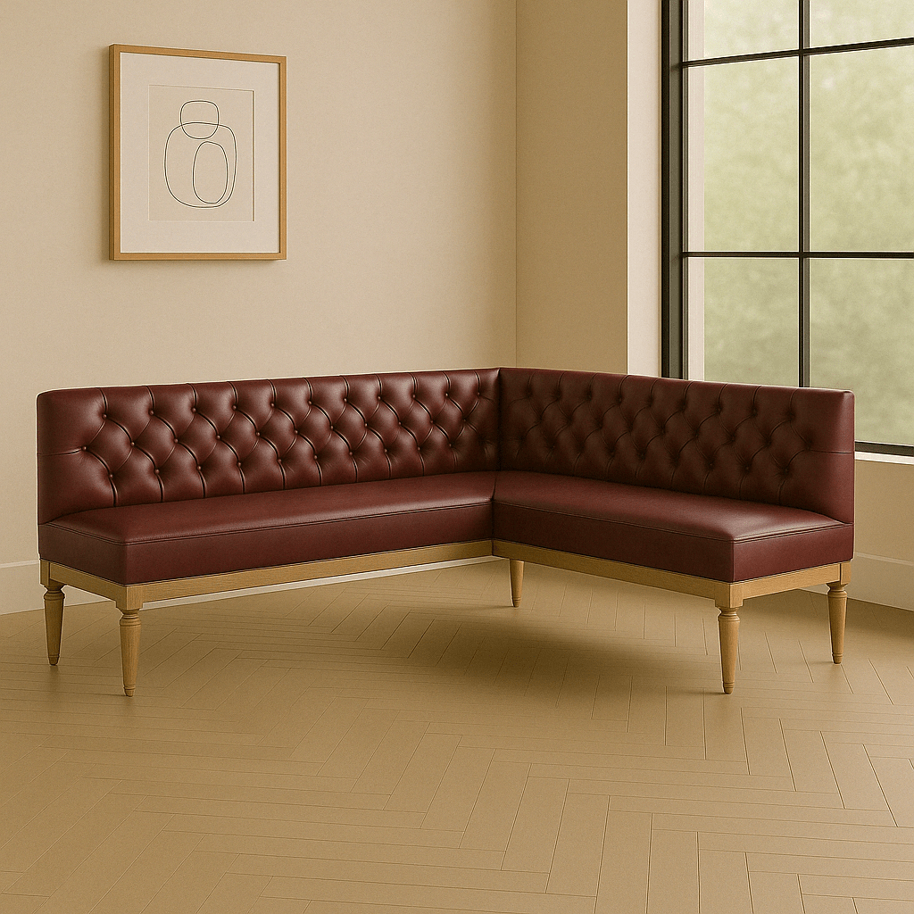 Tufted Leather Banquette – Corner Bench for Kitchen or Restaurant - H|F AtelierShopify CollectiveHUNTEDFOX - Tufted Leather Banquette – Corner Bench for Kitchen or Restaurant