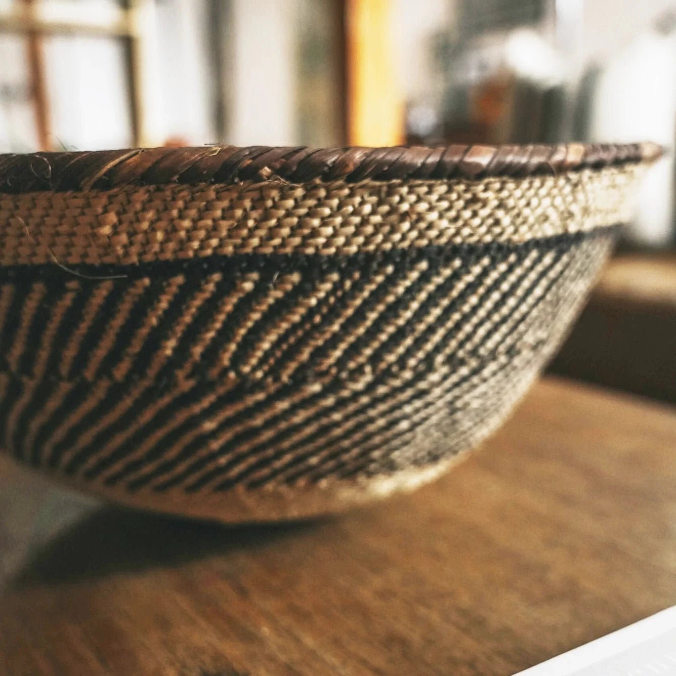 Two Tone Woven African Baskets | Multiple Sizes & Styles - basketBlackBrownHUNTEDFOX - Two Tone Woven African Baskets | Multiple Sizes & Styles - basketBlackBrownHUNTEDFOX - Two Tone Woven African Round Catch All Basket
