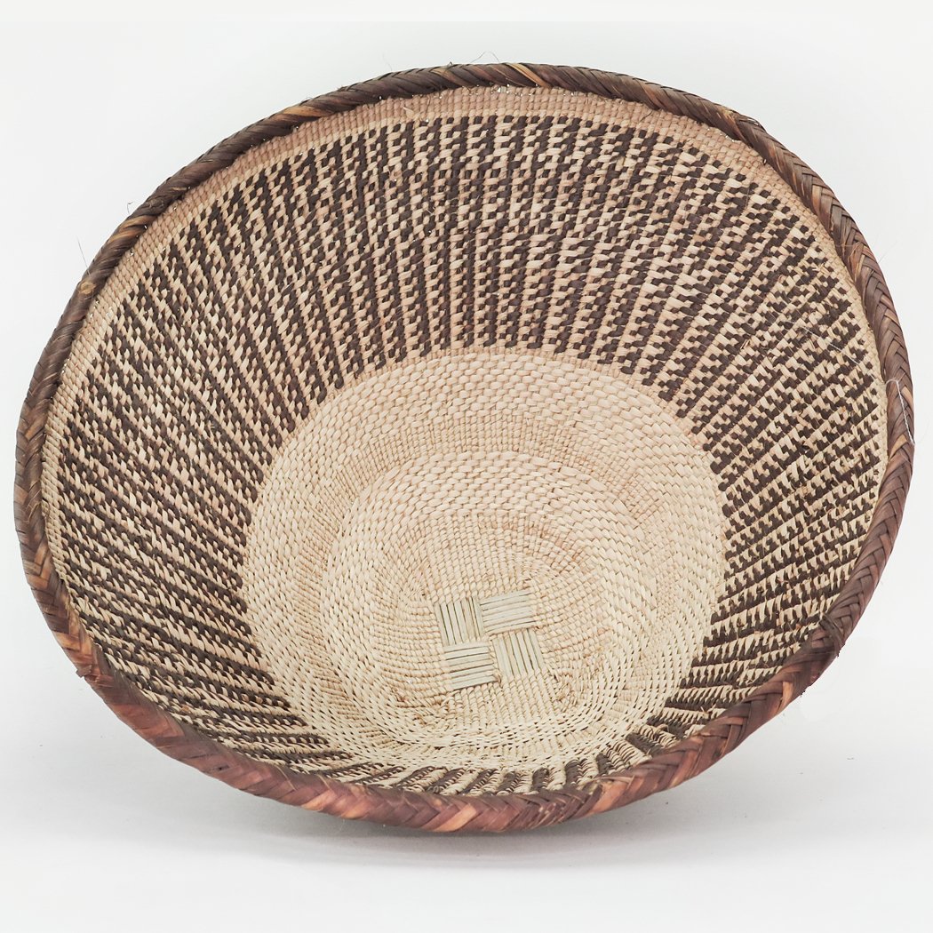 Two Tone Woven African Baskets | Multiple Sizes & Styles - basketBlackBrownHUNTEDFOX - Natural Woven Tonga Basket striped