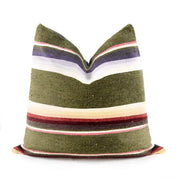 Vintage Green Striped Saltillo Accent Pillow - BAJA CHICGreenHUNTERHUNTEDFOX - Vintage green striped Saltillo throw pillow