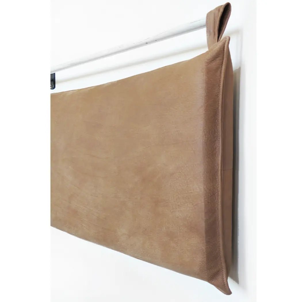 Wall Mount Bed | Classic Tan Aged Leather Hanging Headboard With Straps | Queen - King - BrownclassicfurnitureHUNTEDFOX - Wall Mount Bed | Classic Tan Aged Leather Hanging Headboard With Straps | Queen - King