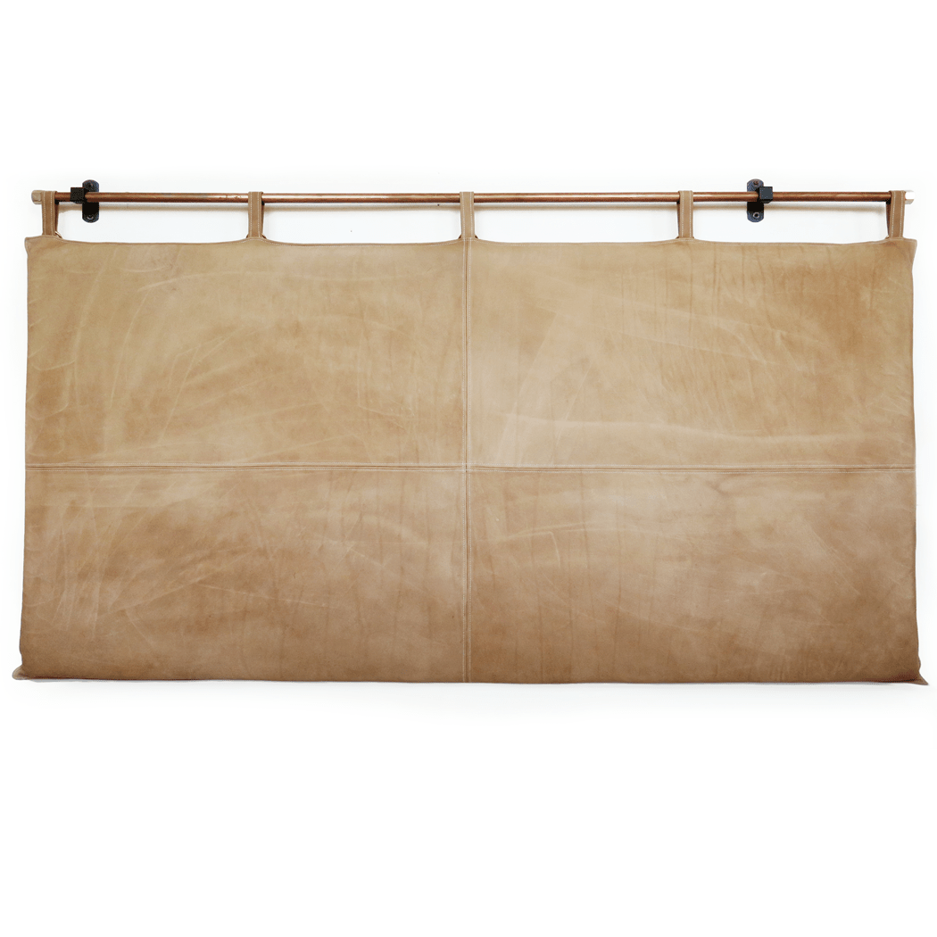 Wall Mount Bed | Classic Tan Aged Leather Hanging Headboard With Straps | Queen - King - BrownclassicfurnitureHUNTEDFOX - Wall Mount Bed | Classic Tan Aged Leather Hanging Headboard With Straps | Queen - King