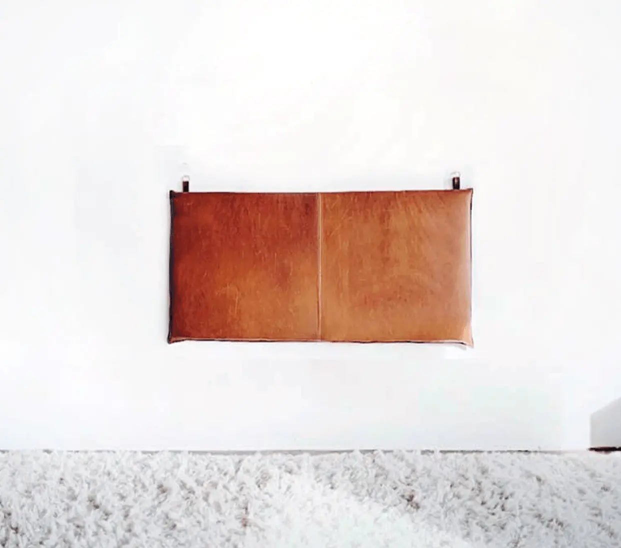Whiskey Leather Hanging Headboard with Straps - Twin