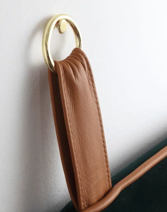 Whiskey Leather Hanging Headboard with Straps - Twin