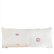 White Lumbar Pillow | Vintage Cushions for Modern Decor - long pillowlumbarOrangeHUNTEDFOX - Textured White Throw Pillow With Pops of Color - HUNTEDFOX