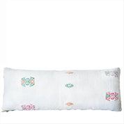 White Lumbar Pillow | Vintage Cushions for Modern Decor - long pillowlumbarOrangeHUNTEDFOX - Textured White Throw Pillow With bright colors