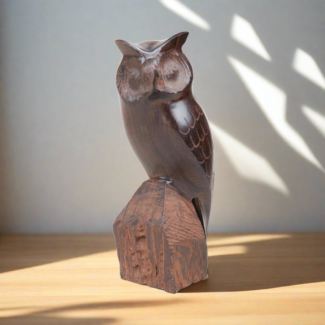 Wooden Carved Owl - HUNTEDFOX