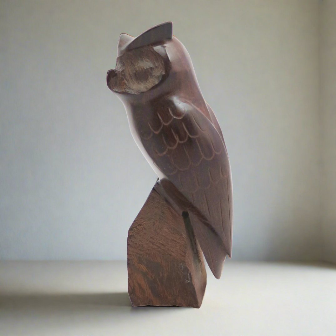 Wooden Carved Owl - accentBrownHOME DECORHUNTEDFOX - Wooden Carved Owl - HUNTEDFOX