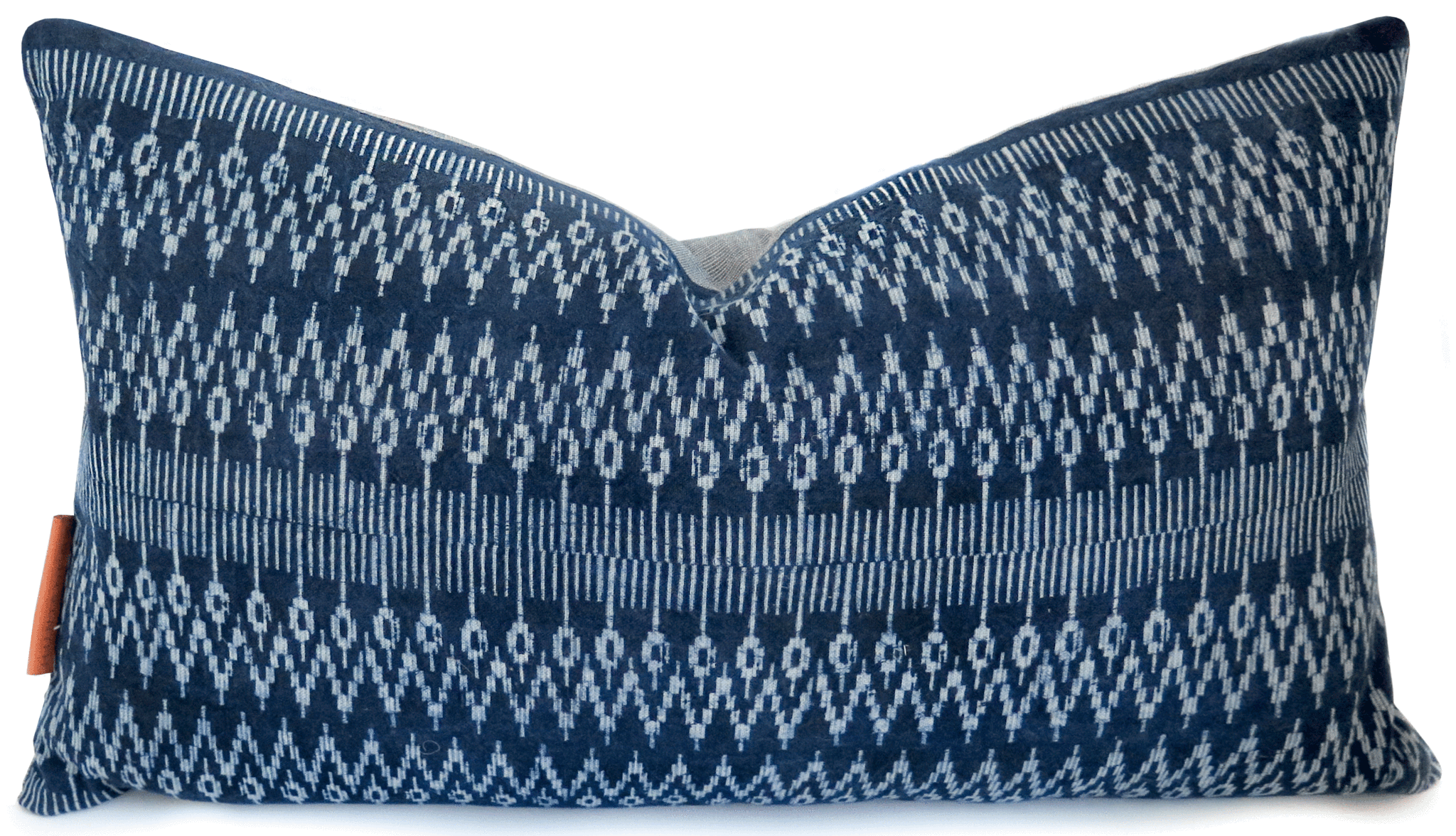 Blue White Boho Lumbar Pillow HUNTEDFOX