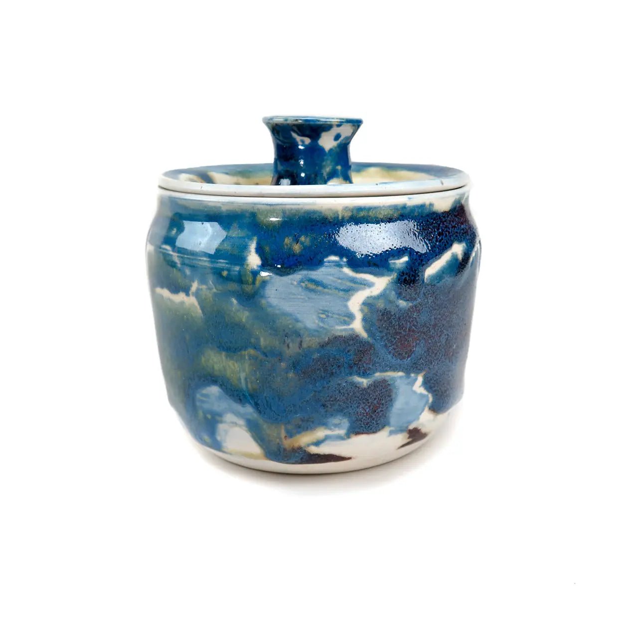 Blue & White Handmade Mid-Century Butter Pot - H U N T E D F O X