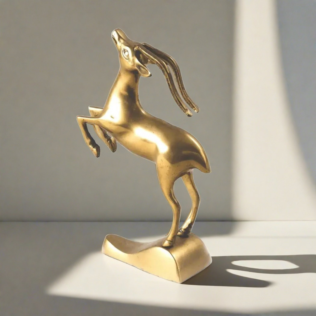 Dancing Brass Stag vintage brass statue - HUNTEDFOX