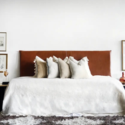 Dark Brown Aged Leather Hanging Headboard with straps - H U N T E D F O X