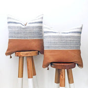 Hmong Indigo & Leather Accent Pillow - H U N T E D F O X