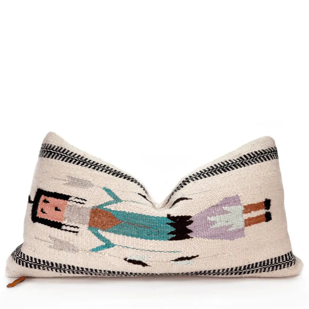 Light Tribal Woven Folk Lumbar Pillow - H U N T E D F O X
