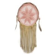 Medium Blush Pink & Suede Fringe Dreamcatcher - HUNTEDFOX